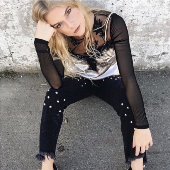 LF CARMAR Black Distressed Studded Ankle Jeans - Picture 3 of 11